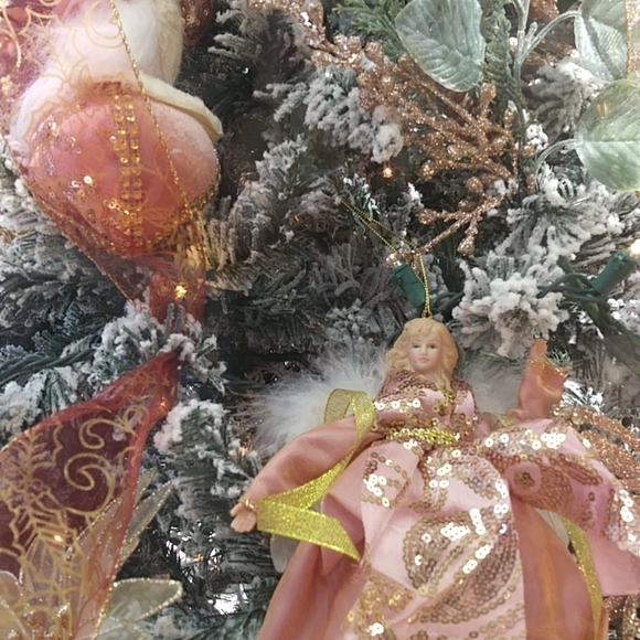 Pink and Gold Christmas Decorations Elf On A Ball - Picture 12 of 16